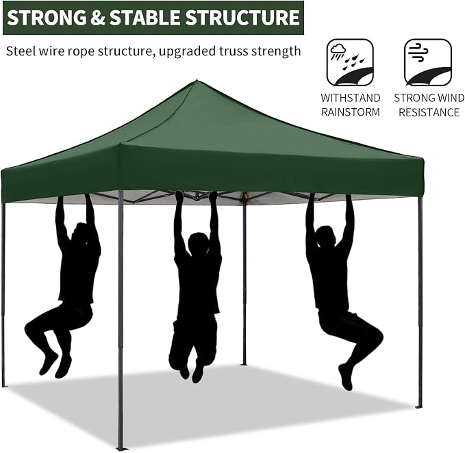10x10 Pop up Canopy Tent with Sidewalls, Heavy Duty Waterproof Sun Shade Canopy - Image 2