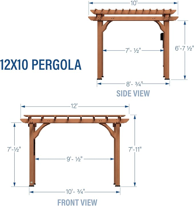 Backyard Discovery Beaumont 12' x 10' Traditional Cedar Wood Pergola Kit - Image 3