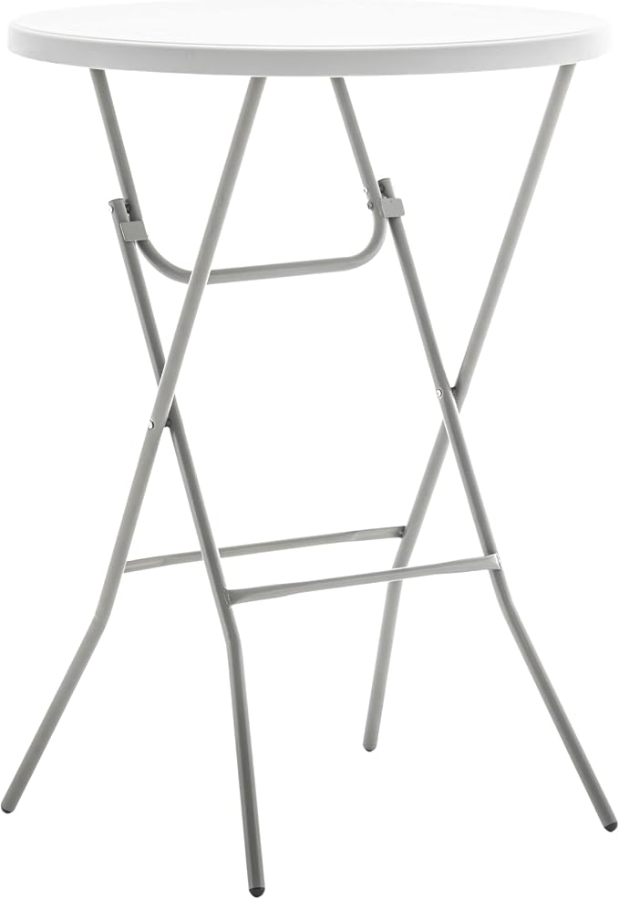 BTExpert 32" Round 43" Bar Height White Granite Plastic Folding Table Portable - Image 9