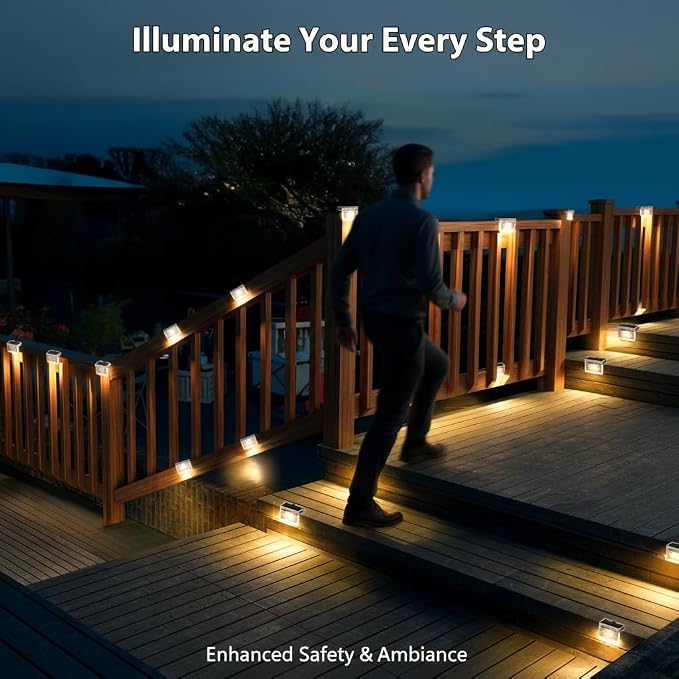 TIJNN Solar Deck Lights Outdoor Waterproof – LED Solar Fence Lighting - Image 3