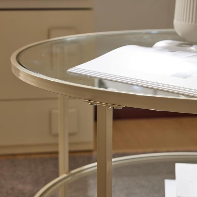 VINGLI Glass Coffee Table, Transparent Glass Coffee Tables - Image 3