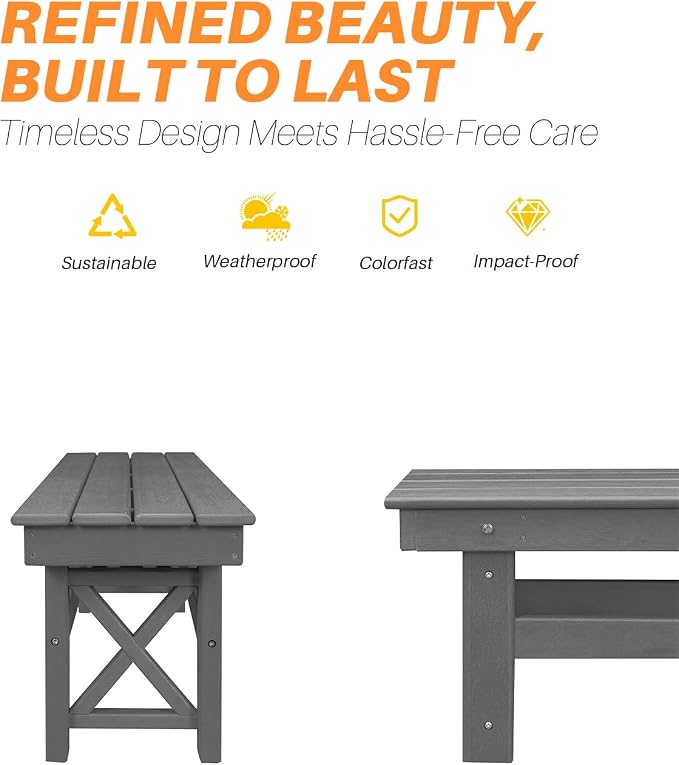HDPE Outdoor Bench, Poly Lumber Adirondack Benches, Fade-Resistant HDPE Garden - Image 6
