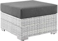 Modway Convene Wicker Rattan Outdoor Patio Ottoman in Light Gray Charcoal by Modway