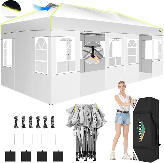 COBIZI 10x20 Pop Up Canopy Tent, Outdoor Party Tent by COBIZI