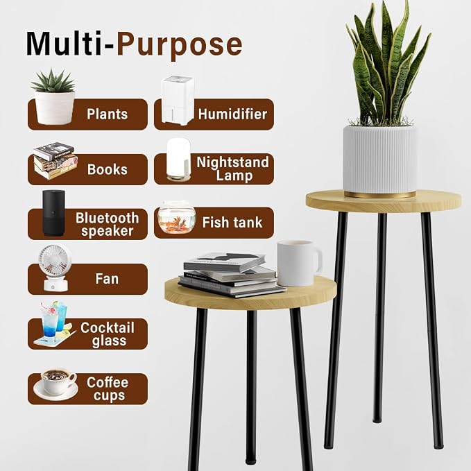 Plant Stand Indoor Tall: Corner Wood Plant Stand 2 Pack Mid Century Modern Decor - Image 5