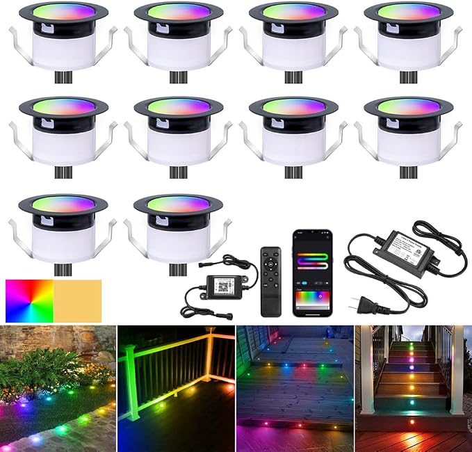 LED Deck Lights Kit, IP67 Waterproof 12V Step Lights Outdoor by Sumaote
