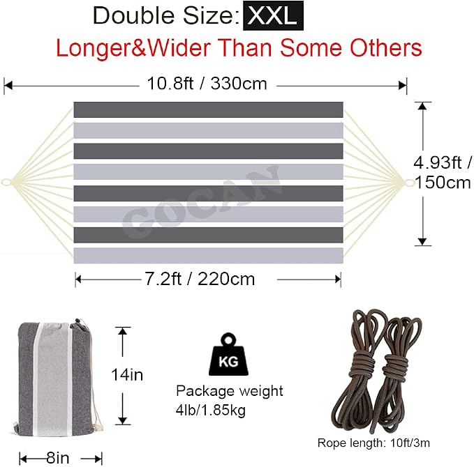 Brazilian Double Hammock 2 Person Extra Large Canvas Cotton Hammock - Image 2