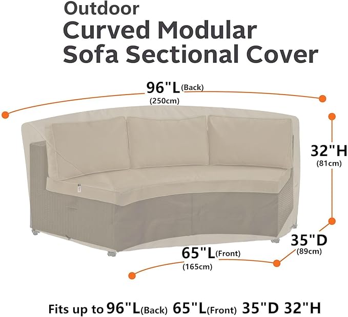 Curved Patio Furniture Cover for Outdoor Sectional Sofa, Lawn Outside Garden - Image 6