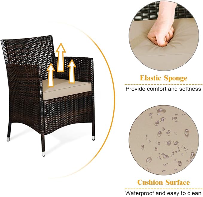 COSTWAY 8PCS Rattan Patio Furniture Set, Outdoor Wicker Rattan Chairs - Image 9