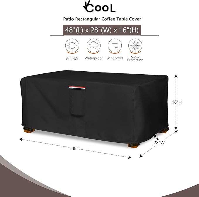 Outdoor Coffee Table Cover, Waterproof Rectangular Patio Small Side Table Cover - Image 2