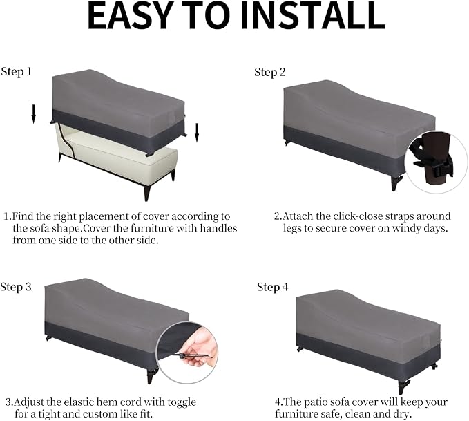 Easy-Going Waterproof Outdoor Chaise Lounge Cover, Heavy Duty Patio Lounge - Image 7