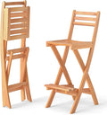 Tangkula Patio Folding Barstool, Outdoor Portable High Top Acacia Wood Bar by TANGKULA