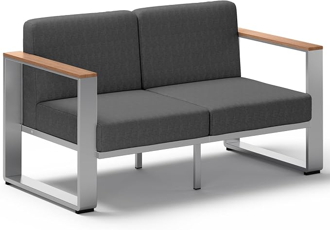 Outdoor Aluminum Loveseat, Modern Patio Patio Furniture by ComfCove