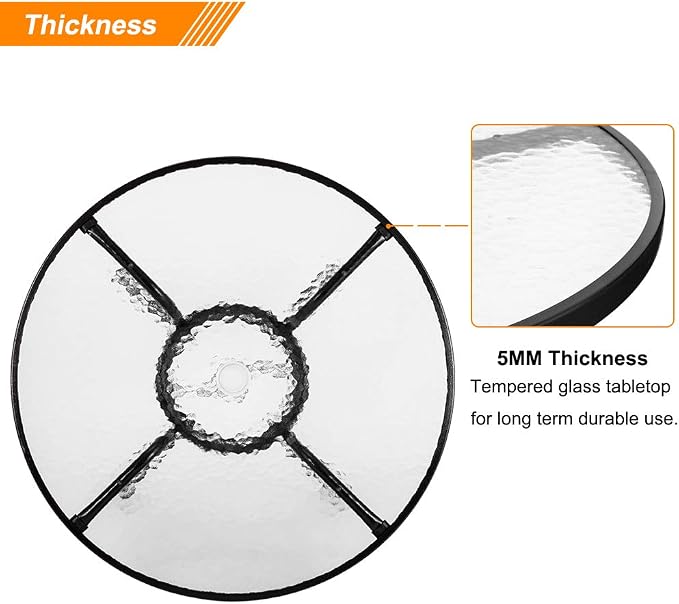 VINGLI Round Patio Table with Umbrella Hole - Image 5