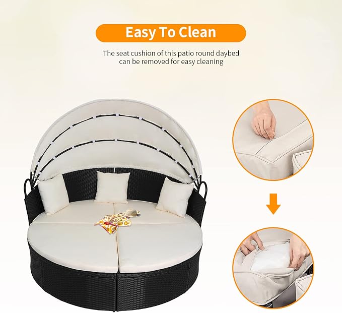 Outdoor Round Daybed Wicker Patio Furniture Outdoor Furniture - Image 3