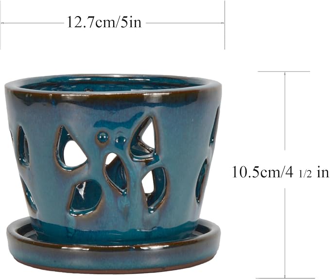 W&W Orchid Pot with Holes and Saucer - Image 6