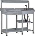 Outsunny Potting Bench Table, Outdoor Garden Table Wooden Work Station by Outsunny