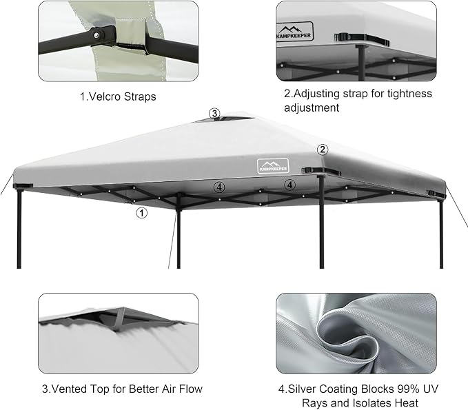 KAMPKEEPER Replacement Top Pop Up Canopy Tent Cover Roof - Image 5