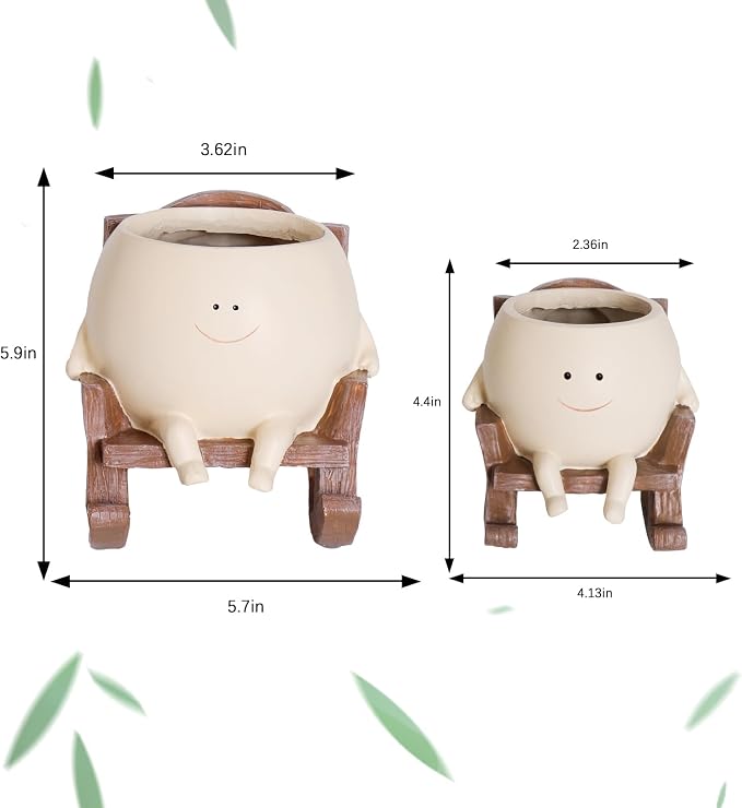 Smiley Face Rocking Chair Planters Flower Pots - Image 3