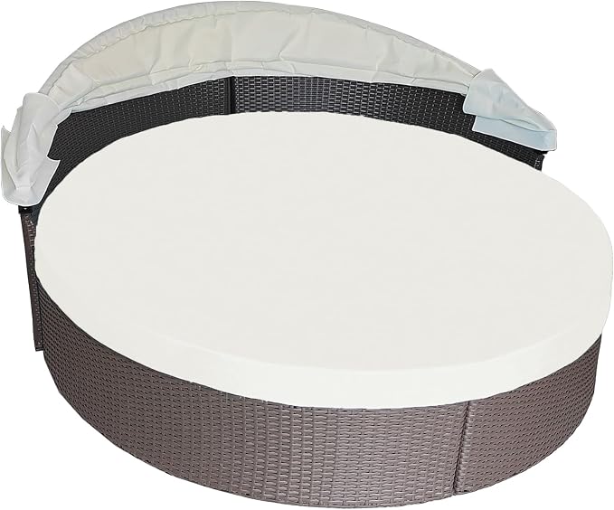 Round Outdoor Daybed Cushion Cover Replacement, Anti-UV Water-Resistant Patio by SOWINOS