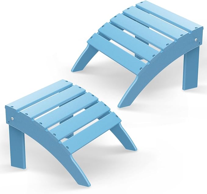 BRIOPAWS Adirondack Ottomans | Folding | Set of 2 | HDPE Plastic | Arctic by BRIOPAWS