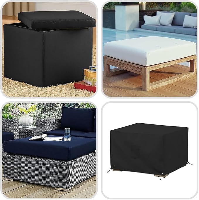 Covers & All Outdoor Ottoman Cover, 12 Oz PVC Coated Polyester, Waterproof - Image 8
