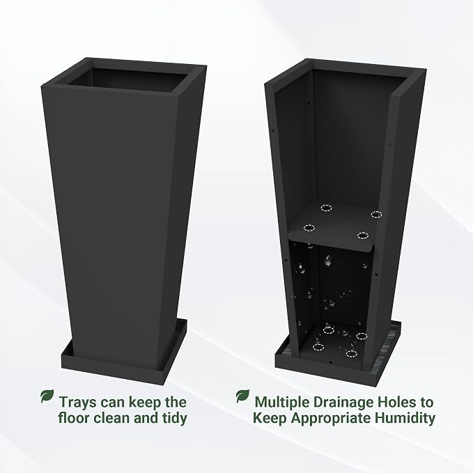 Tall Outdoor Planters Set of 2, 26 inch Tall Planters - Image 6