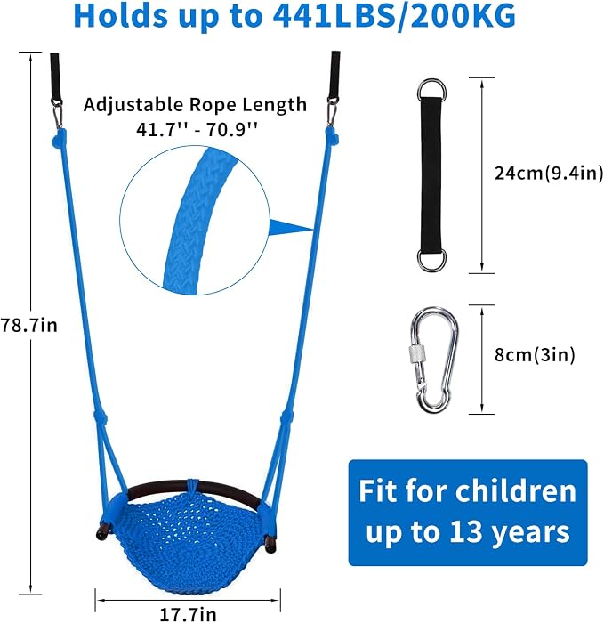 Hi-Na Kids Swing for Swing Set, Heavy Duty Rope Swings - Image 2