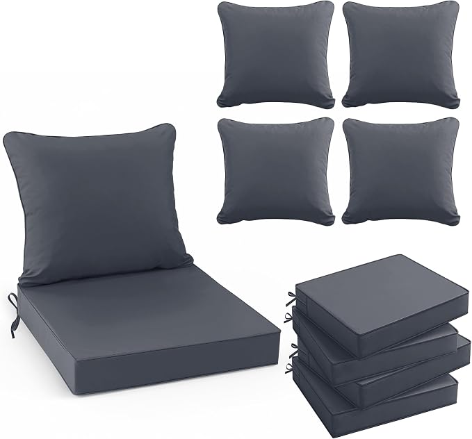Outdoor Chair Cushion 19 x 19 Inch, Backrest and Seat Cushion Set by SUMMSUN