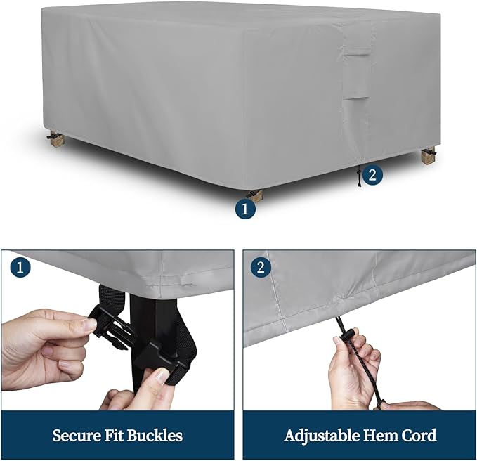Easy-Going Square Patio Furniture Cover Waterproof Outdoor Dining Table and - Image 5