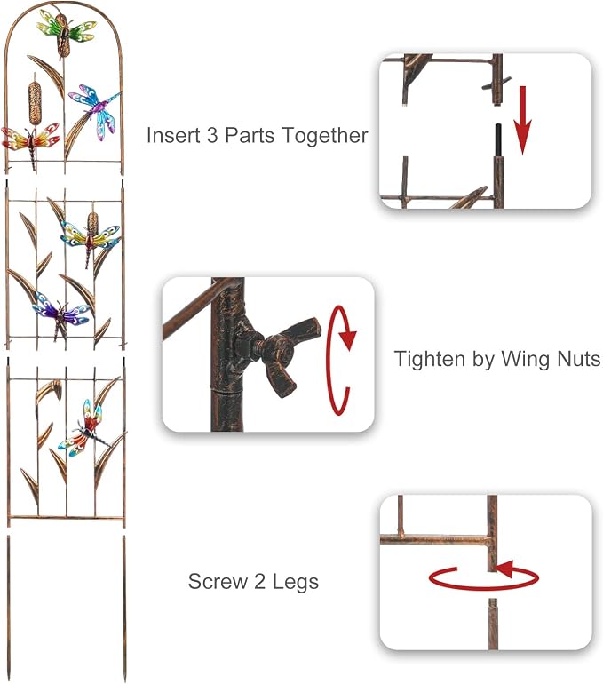 SUNNYPARK Set of 2 Dragonfly Metal Garden Trellis - Image 4