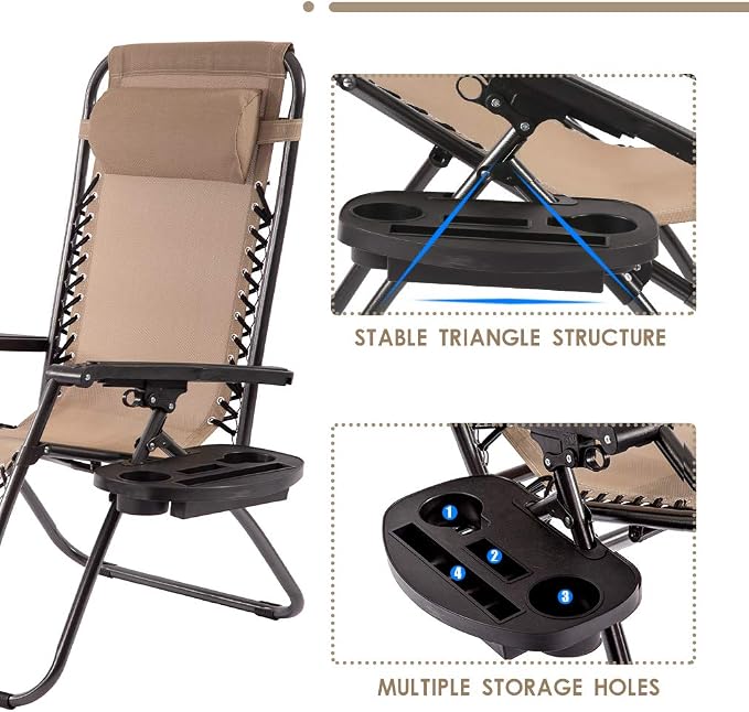 Set of 2 Zero Gravity Chairs Lounge Chair - Image 6