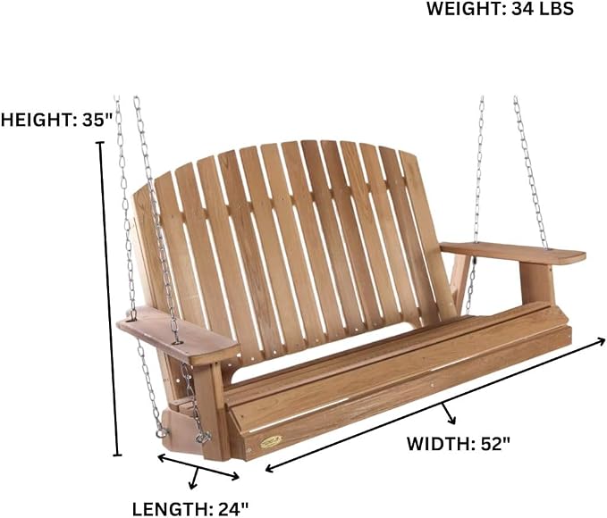 All Things Cedar PS50-SW10 Adirondack 4-ft Cedar Swing - Image 8