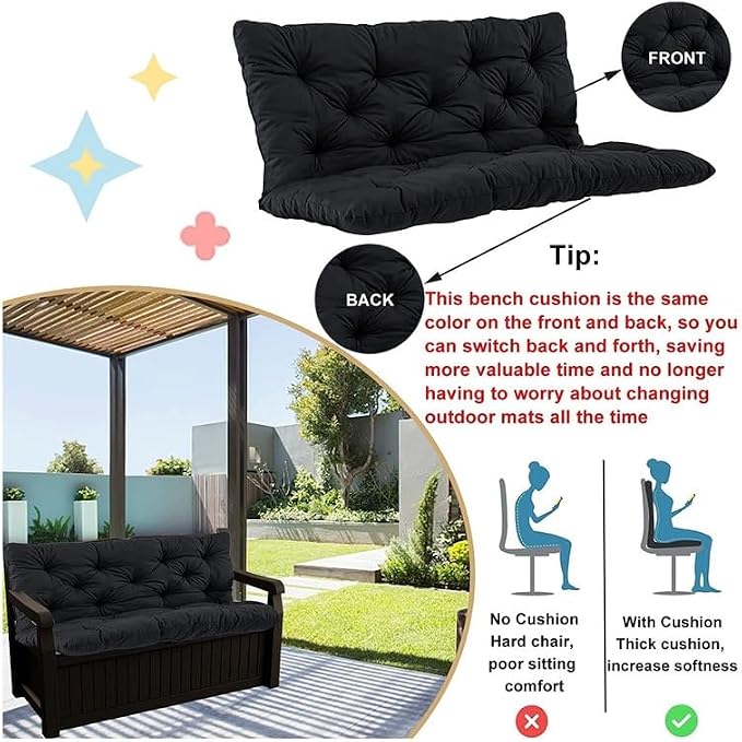 Swing Cushion Replacement Outdoor Porch Waterproof Bench Cushion 2-3 Seater - Image 3