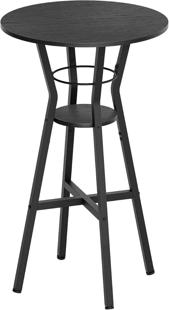Bar Table, 2-Tier Round High Top Table, Pub Table, Home Bar Counter Height by Yatiney