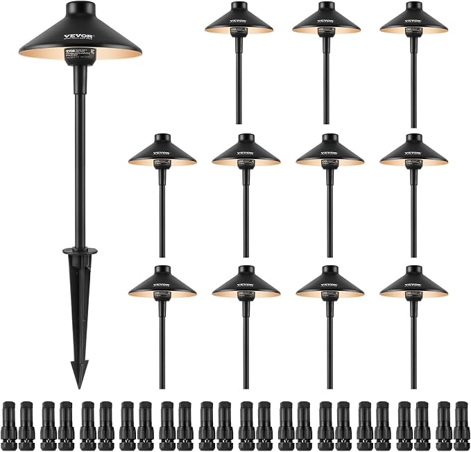 VEVOR 12 Pack Low Voltage Landscape Path Lights, 3W 210LM 12V-24VAC/DC Outdoor by VEVOR