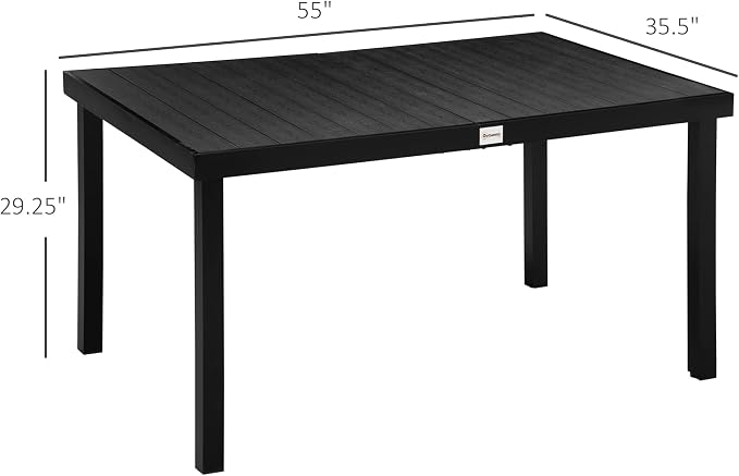 Outsunny Outdoor Dining Table for 6 Person, Rectangular Patio Table, Aluminum - Image 3