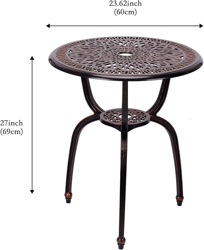 3 Piece Bistro Set, Outdoor Patio Set, Anti-Rust Cast Aluminum Bistro Table Set - Image 4