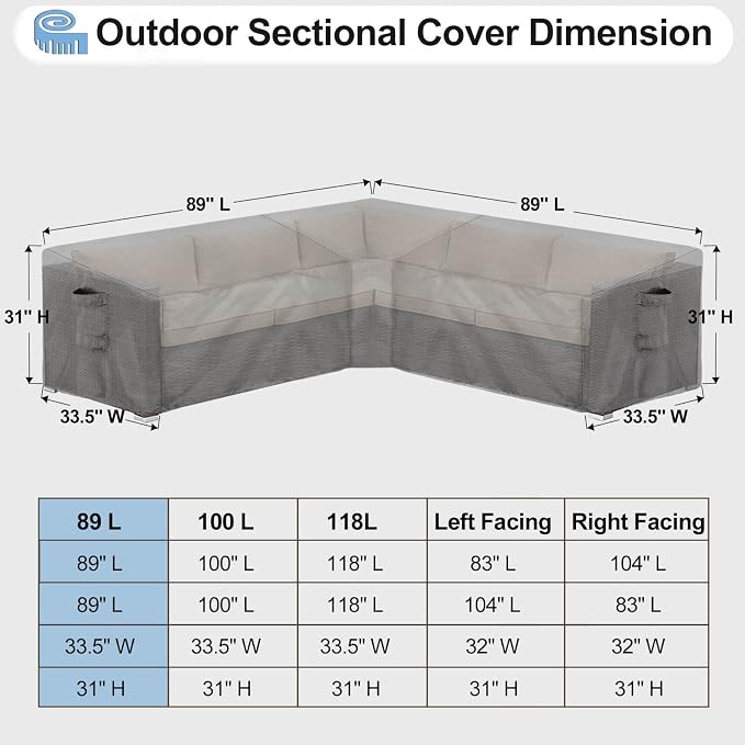 OutdoorLines Waterproof Outdoor Patio Sectional Cover - Image 2