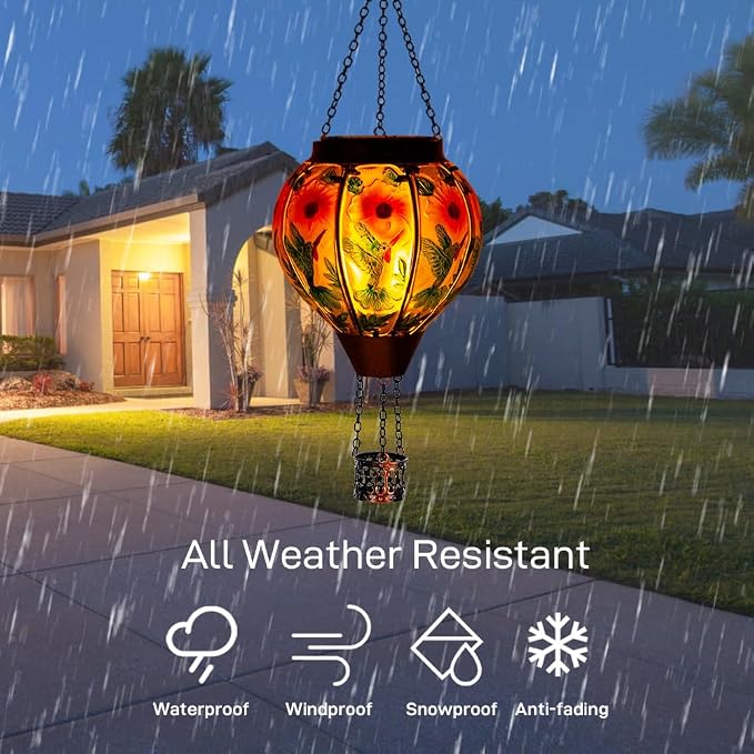 DREAMSOUL Hummingbird Hot Air Balloon Solar Lantern, Hanging Solar Lanterns - Image 6