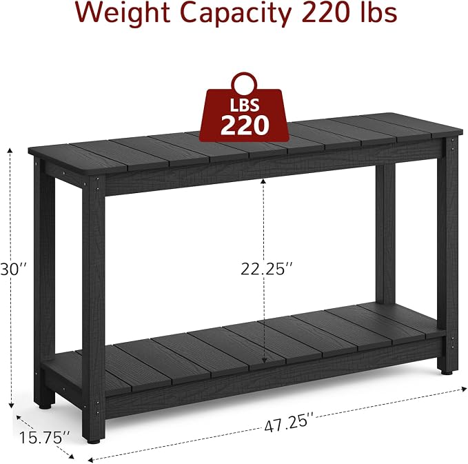 Stoog Outdoor Console Table, All-Weather 2-Tier Patio Console Table - Image 3
