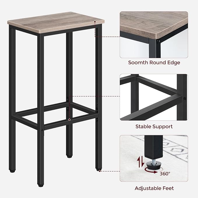 Set of 2 Bar Stools, 29.5" Tall Counter Bar Stools, Kitchen Breakfast Bar Chairs - Image 7