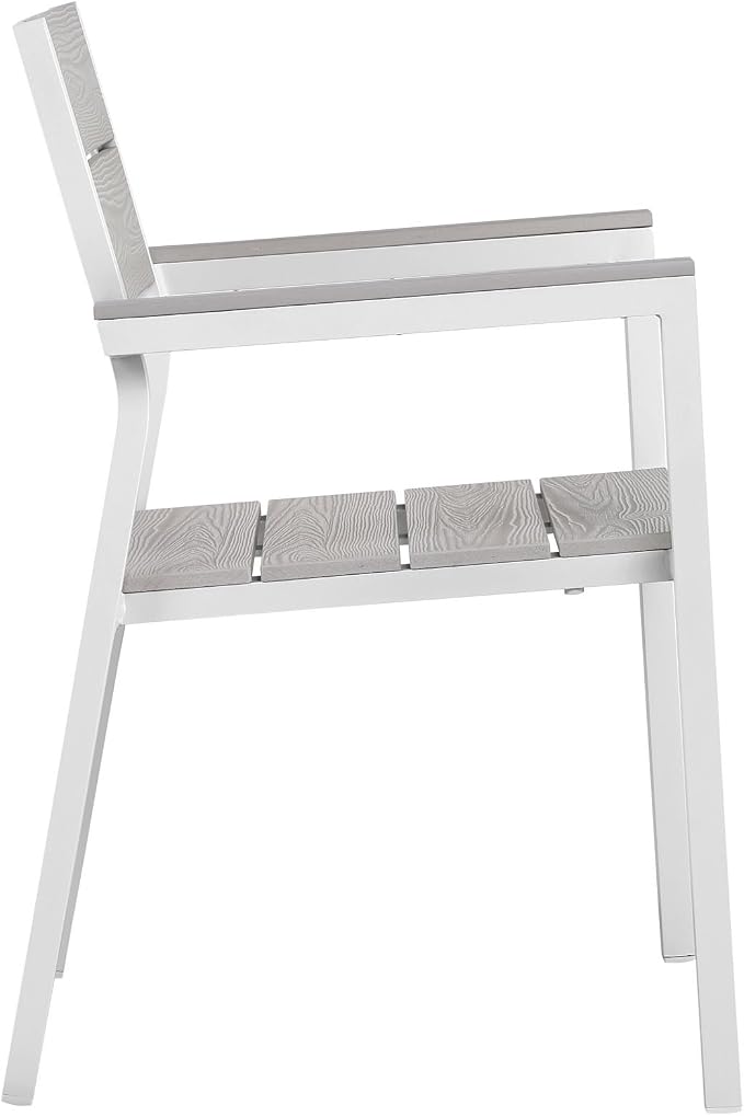Modway Maine Aluminum Outdoor Patio Two Arm Chairs in White Light Gray - Image 4