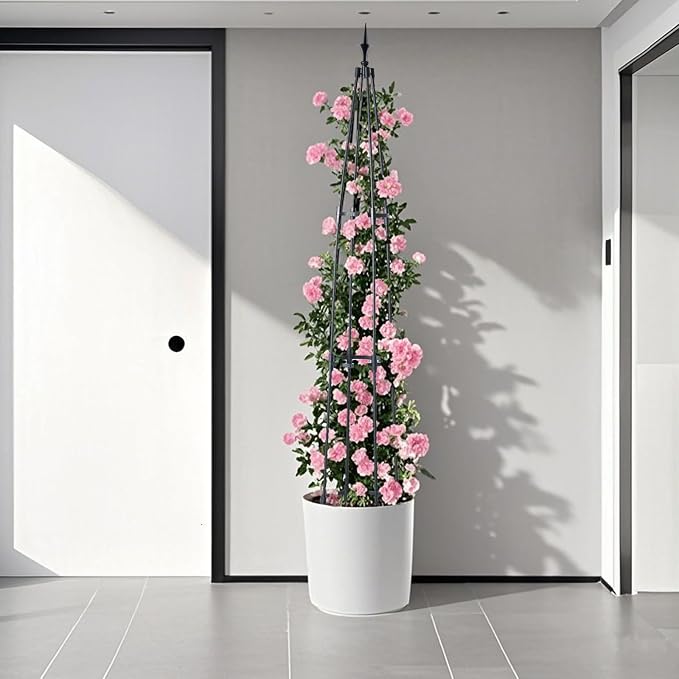 Garden Obelisk Trellis for Climbing Plants, 67inch lron Pipe Wrapped in Plastic - Image 6