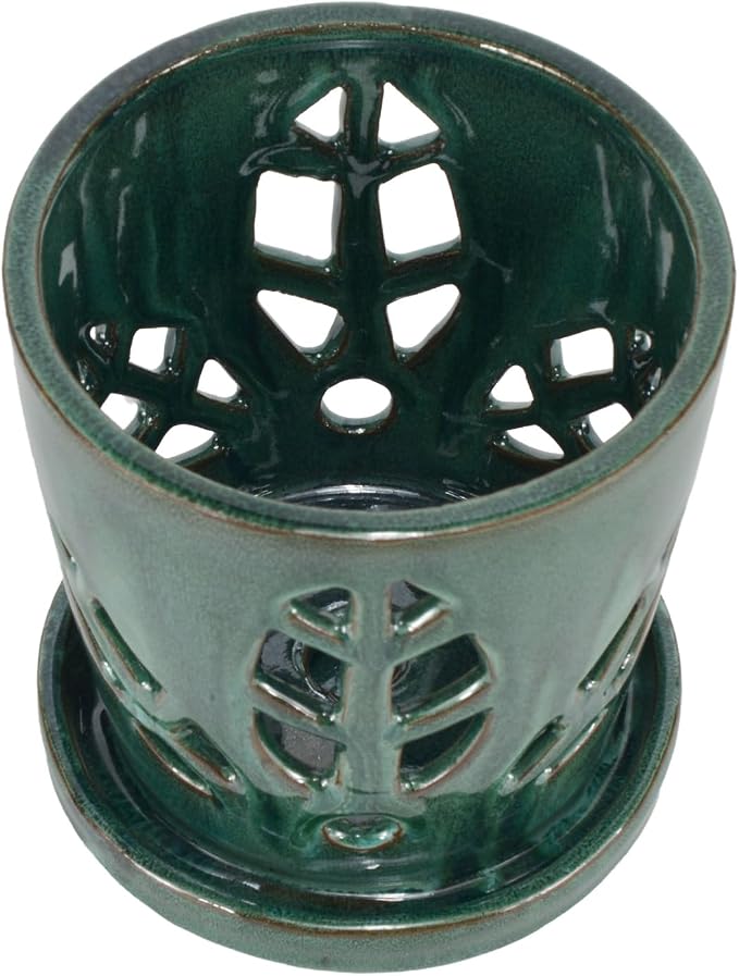 W&W Orchid Pot with Holes and Saucer - Image 3