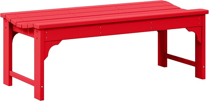 WO Home Furniture Outdoor 46" Backless HDPE Adirondack Bench, Poly Lumber Seat by WOHomeFurniture