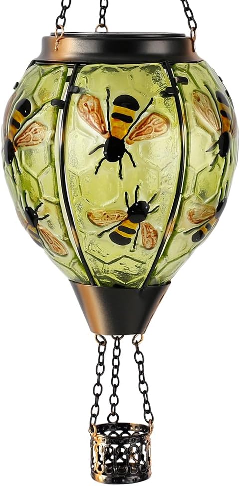Starsoul Hot Air Balloon Solar Lantern Bee Glass Hanging Outdoor Hot Air by Starsoul
