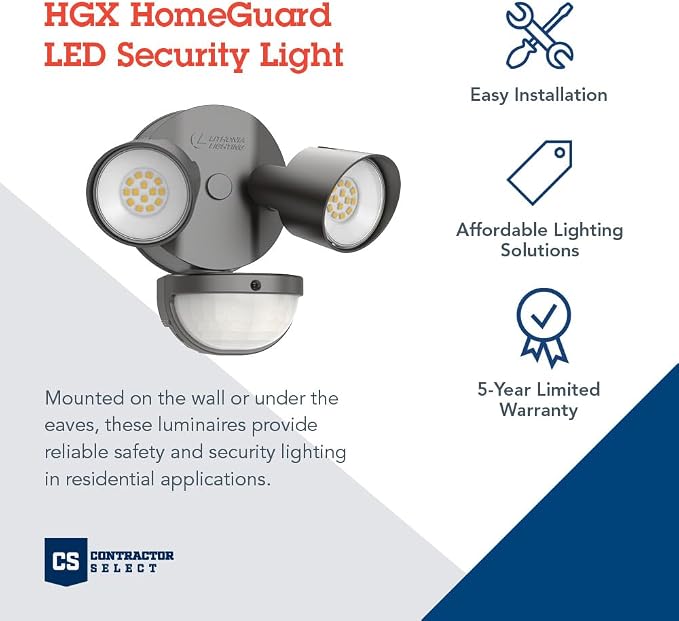 Lithonia Lighting HomeGuard 2-Light LED Outdoor Flood Lights, Motion Sensor - Image 2