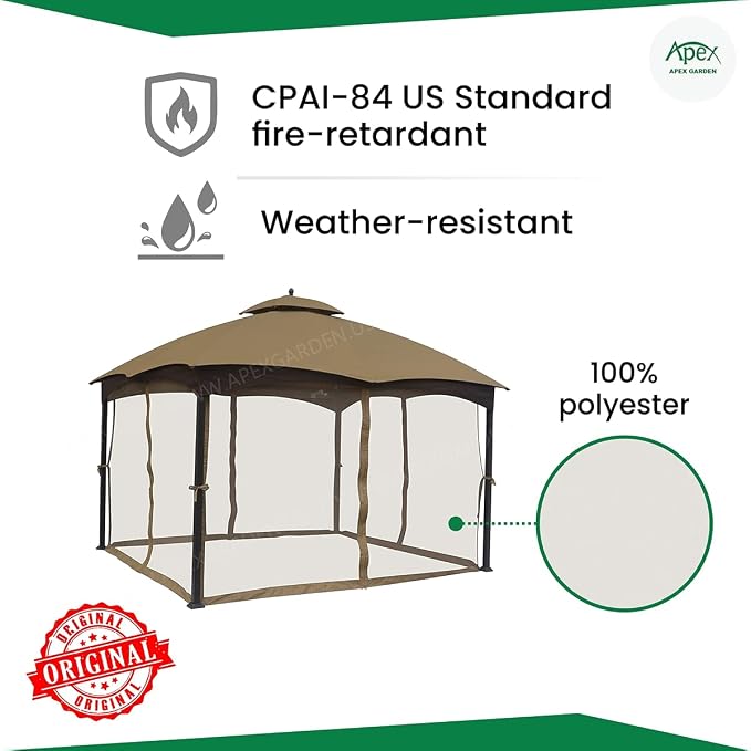 APEX GARDEN 10 Ft. x 12 Ft. Gazebo Replacement Mosquito Netting - Image 2
