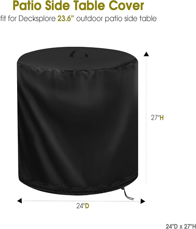 Patio Table Cover for Decksplore 23.6” Outdoor Patio Side Table, Waterproof - Image 2